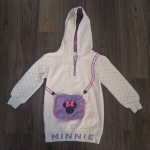 💙 Disney Girls Minnie Mouse Quarter Zip Hoodie Size 4T Warm Fall Cozy Cute Outf